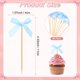 thumbnail image 3 of Uxcell 60-Pack Adornos de Cupcake en Forma de Lazo, Palillos de Pastel de Lazo de Cinta Decoración de Pastel de Cumpleaños para Despedida de Soltera [Azul Claro], 3 of 7