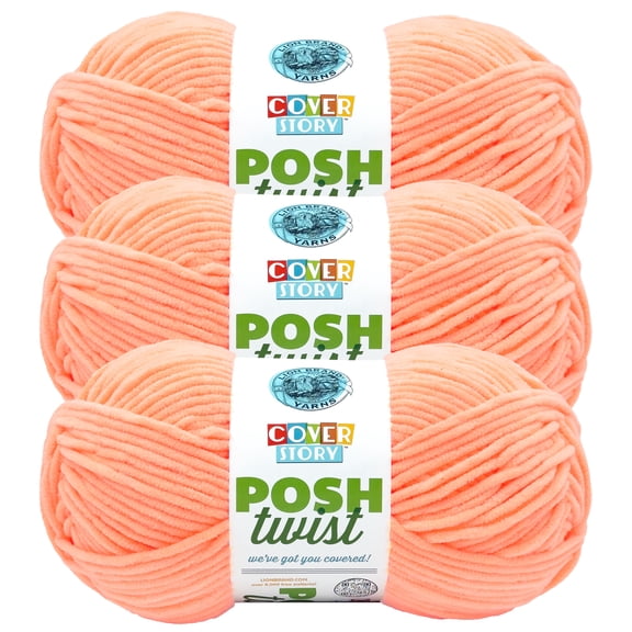 Lion Brand Yarn Cover Story Posh Twist Sherbet Glow Bulky Yarn Polyester Yarn 3 Pack