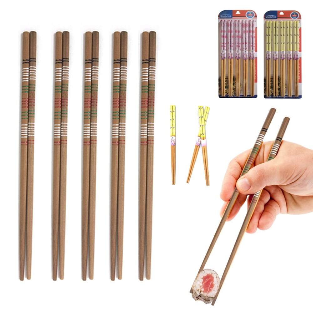 2 Pairs Bamboo Wood Chopsticks Chinese Chop Sticks Kitchen Reusable Chopsticks 