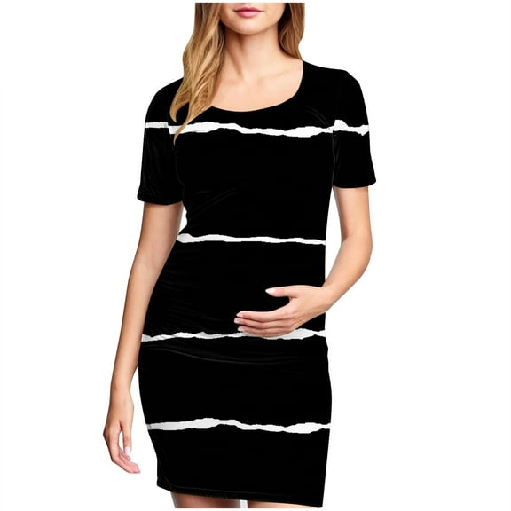 gakvbuo Maternity Dress For Photoshoot Womens Short Sleeve Breast-Feeding Maternity Nursing Dress Bodycon Pregnancy Scoop Neck Ruched Midi Fitted Dresses For Women 2299