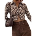 thumbnail image 3 of goowrom Cardigan à Manches Longues pour Femmes avec Imprimé Floral et Nombril Exposé, 3 of 9