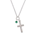 thumbnail image 2 of Delight Jewelry Crystal Green Channel Drop Be Strong and Courageous Engraved Cross Zoey Necklace, 28", 2 of 4