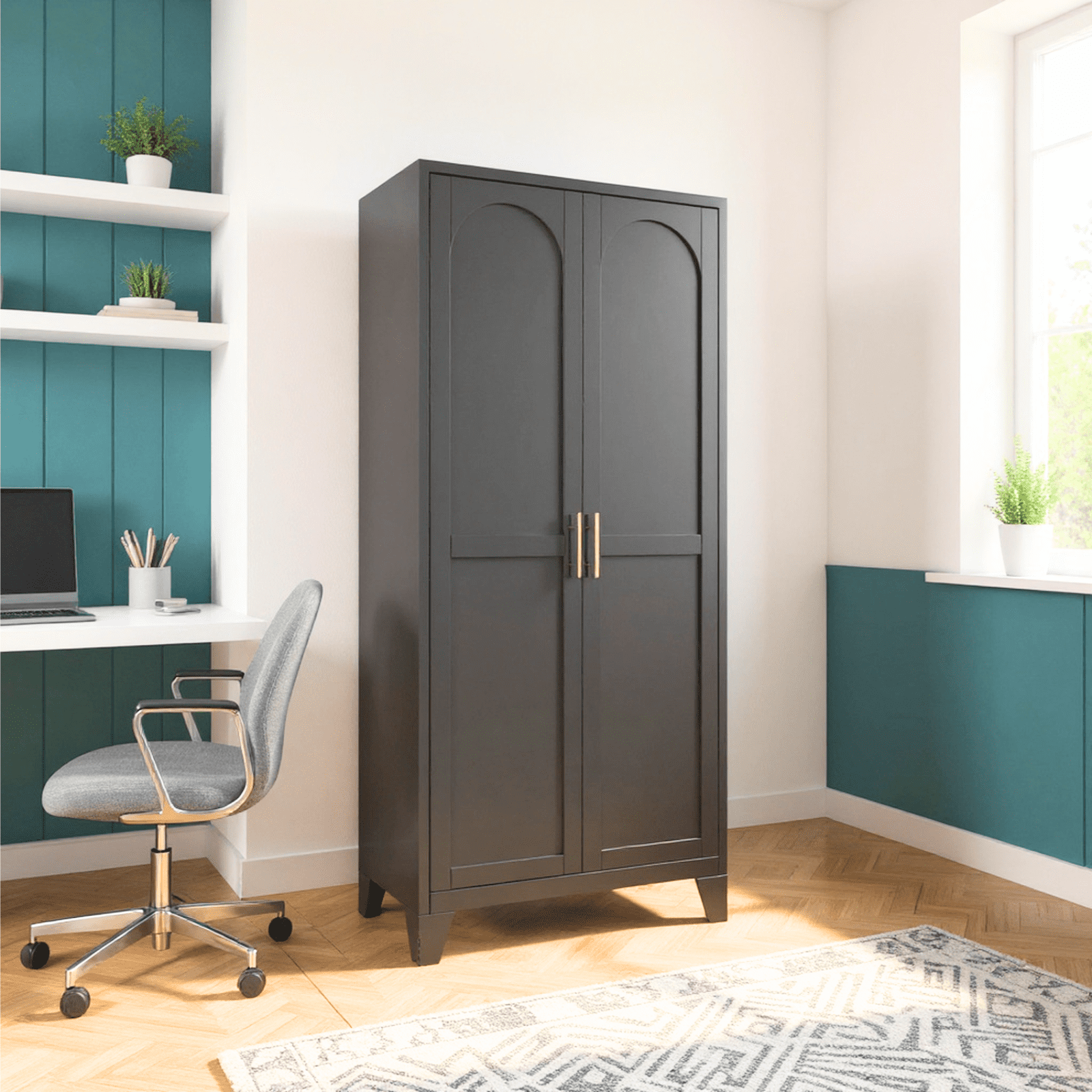 Homy Casa 60" Tall File Cabinet, Modern Storage Cabinet for Home Office or Study Room, Black