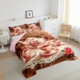 thumbnail image 3 of Manfei Vintage Teatime Party Full Size Comforter Sets 3-Piece for Girls Boys,Rustic Cottage Cabin Bedding Comforter Set,Floral Rose Fruit Lightweight Bedding Sets,Luxury Bedroom Decor,Reversible, 3 of 8