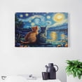 thumbnail image 4 of AIOE Van Gogh Starry Night With Cartoon Cats Canvas Wall Art Night Starry Pictures Paintings Wall Decor, Animal Cats Artworks for Bedroom Living Room Wall Decor Frame: 12x8in, 4 of 7