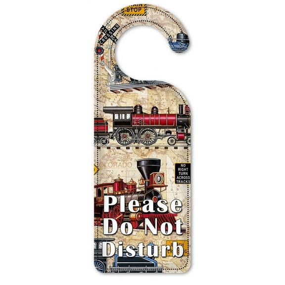 Do Not Disturb Door Knob Hanger Sign - Steam Locomotives (tan) - Image by Dan Morris