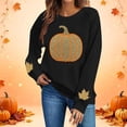 thumbnail image 2 of Enjoytime Women's Sweatshirt Halloween Pumpkin Print Long Sleeve Pullover Top Fall Fashion Lightweight Casual Sweatshirts, 2 of 6