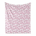 thumbnail image 1 of Pink and White Soft Flannel Fleece Blanket, Feminine Dots and Circular Abstract Shapes Creative Modern Composition, Cozy Plush for Indoor and Outdoor Use, 60" x 80", Pink and White, by Ambesonne, 1 of 6