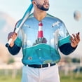 thumbnail image 5 of Lsque Lighthouse Sea Port Pattern Mens Polo Golf Shirts Funny Graphics Shorts Sleeve Button Shirts Baseball T-shirt-Large, 5 of 7