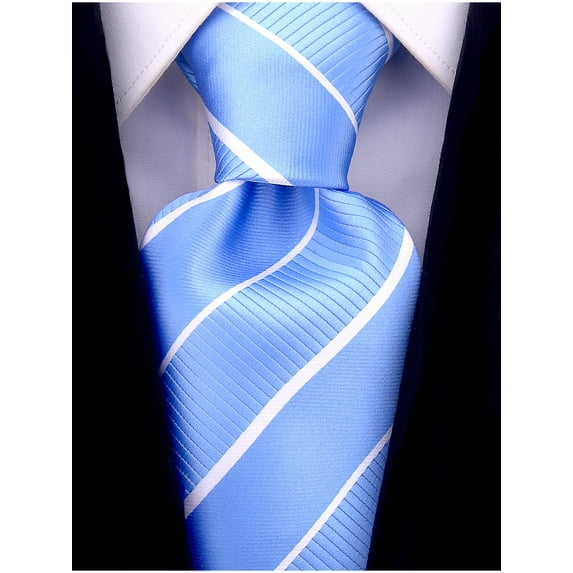 Scott Allan Carolina Blue Tie for Men | Jacquard Woven Regular Size Necktie 3.3" at Tip | Wedding ties Blue and White