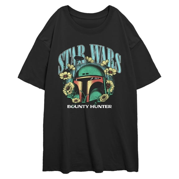 Junior's Star Wars Floral Boba Fett Bounty Hunter Graphic T-Shirt