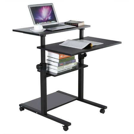 Ergonomic Mobile Adjustable Height Stand Up Desk Computer Desk Rolling Presentation Laptop