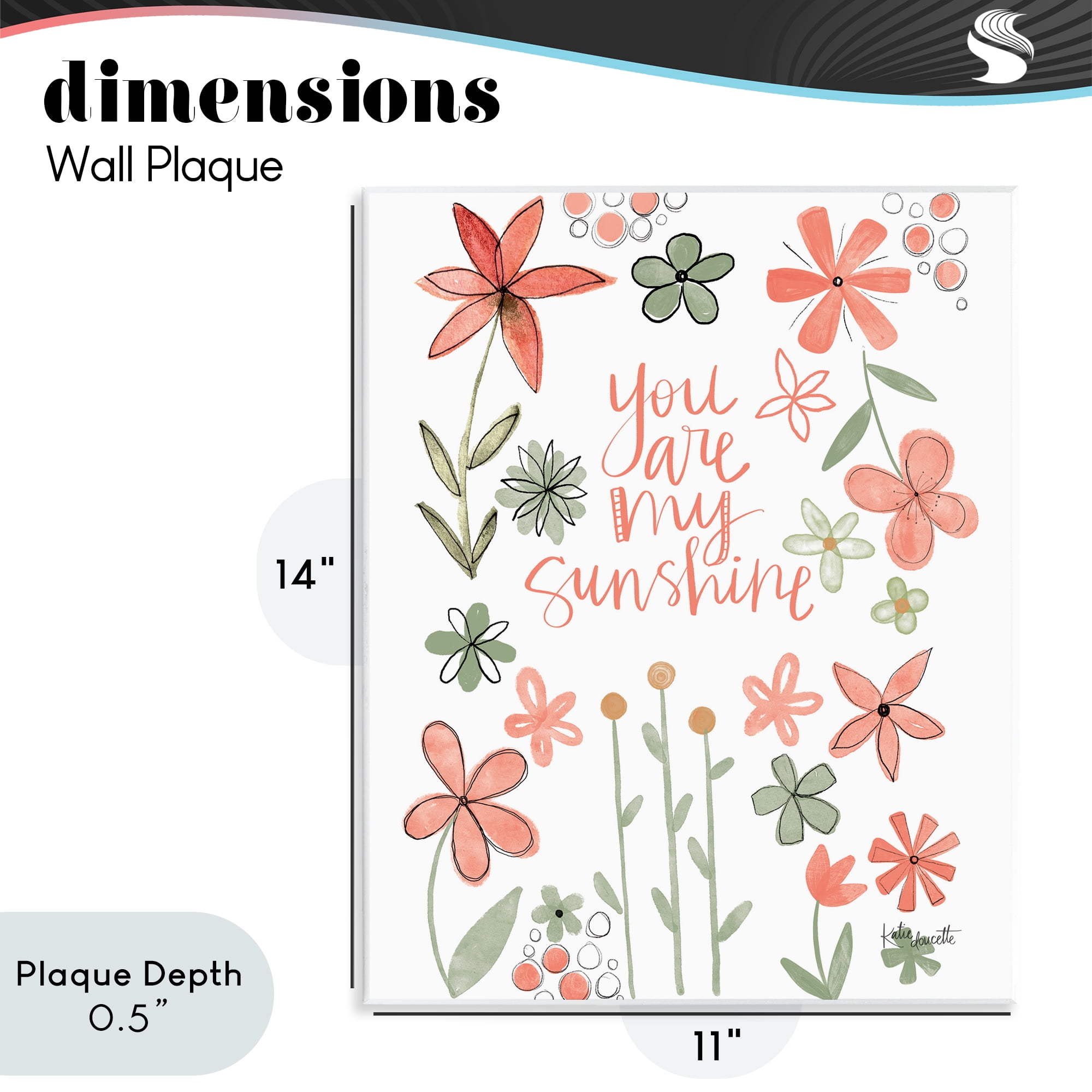Stupell Industries You Are Sunshine with Florals Wall Plaque Art, design by Katie Doucette