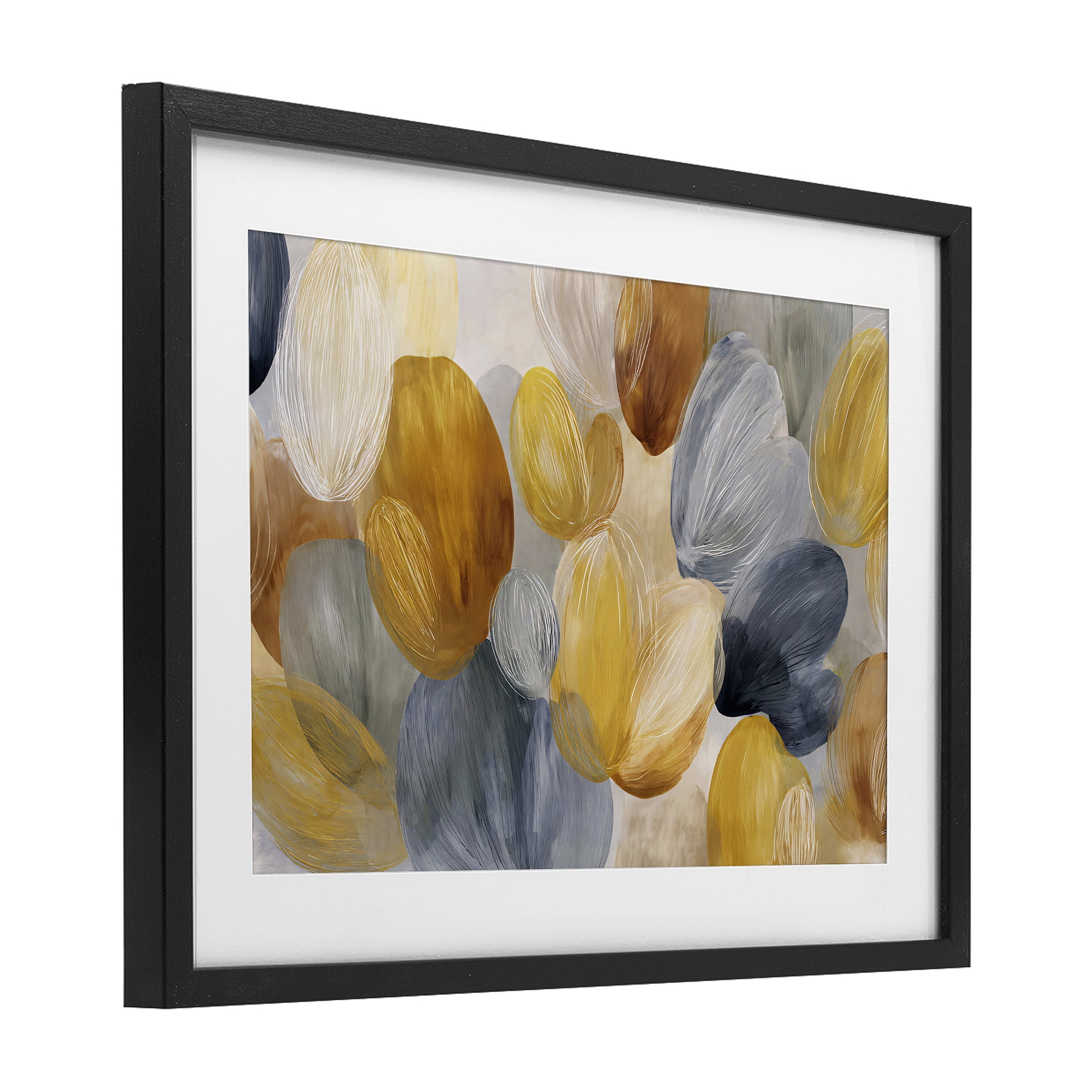 Stupell Industries Warm Oblong Layered Shapes Black Framed Print Under Glass, design by Jacky Ngan