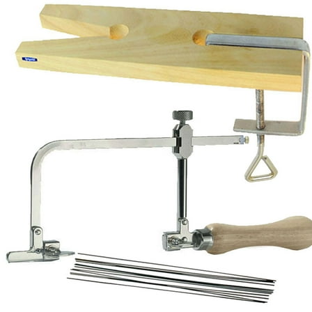 Jewelry Making Set 3 in 1 - Bench Pin Saw Frame With 12 Swiss Saw Blades