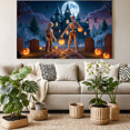thumbnail image 4 of Spooky Scene Halloween Banner Gothic Theme Pumpkin Lantern Skeleton Design Cemetery Setting for Halloween Party Event Decor, 4 of 5