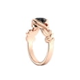thumbnail image 3 of 1.00 CT 14K Rose Gold Black Diamond Ring Flower Leaves Designer, 3 of 4