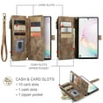 thumbnail image 5 of Wallet Case Compatible with Samsung Galaxy Note 10 Plus, Multifunctional Magnetic Closure Folio Case, [RFID Blocking] Durable PU Leather Flip Lanyard Strap Wristlet Zipper Card Holder Case, Brown, 5 of 10