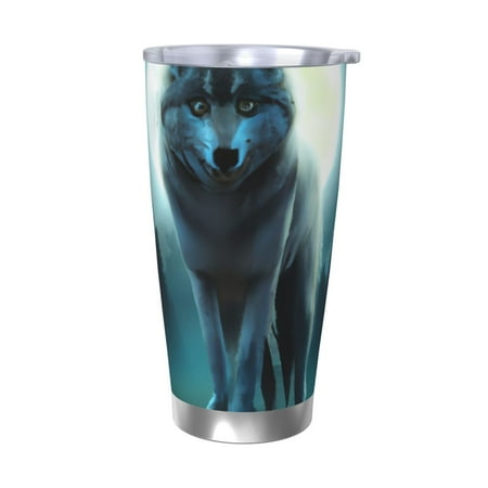 

Salouo Wolf Print 20oz Tumbler with Lid Stainless Steel Vacuum Insulated Tumbler Durable Insulated Coffee Mug Thermal Cup with Splash Proof Sliding Lid-Without Straw