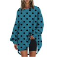 thumbnail image 4 of Long Sleeve Tops Womens Crewneck Sweatshirts Oversized Graphic Tees for Women Polka Dots Blouse Loose Casual Fashion Clothes (Sky Blue L), 4 of 5