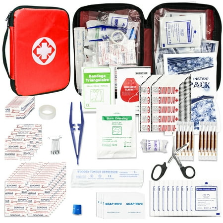 281 Pcs First Aid Kit Car Home Essentials Emergency Supplies Kit with Tongue Depressor Red Bag YIDERBO