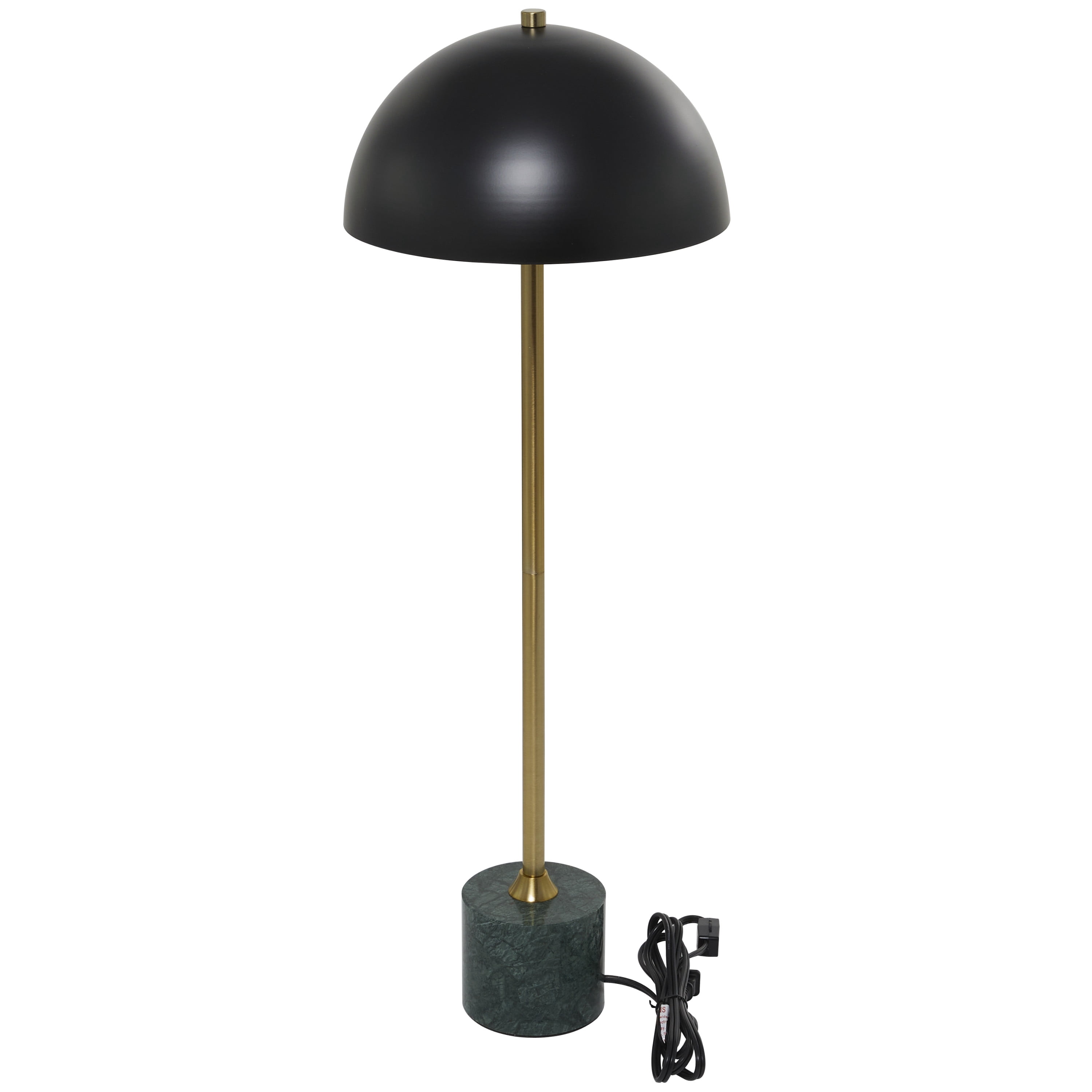 DecMode Contemporary Metal Dome Shaped Table Lamp, 10"W x 28"H with Black/Gold Metallic Finish