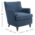 thumbnail image 3 of Safavieh Levin Traditional Wood and Fabric Dining Arm Chairs, Navy, 3 of 6