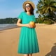 thumbnail image 4 of Balery Turquoise Light Blue Vestidos sueltos de manga corta para mujer, vestidos de verano 2025, vestidos casuales de corte A con vuelo., 4 of 6