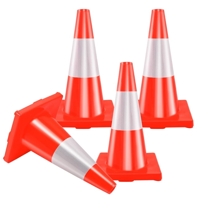 Conos de tráfico RELIANCER de PVC de 18 cm para estacionamiento seguro en carretera, 4 unidades