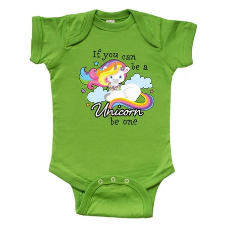 

Inktastic If you can be a Unicorn be One with Rainbow Unicorn in Cloud Gift Baby Boy or Baby Girl Bodysuit