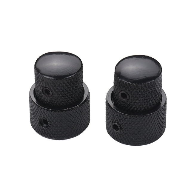 2 Sets Dual Concentric Stacked Control Knobs for Electric Bass Guitars Black Color