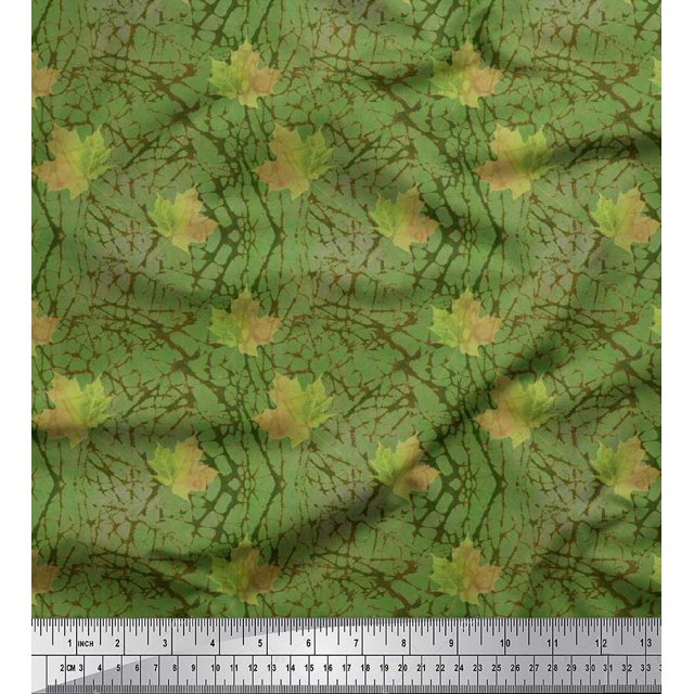 Soimoi Rayon Fabric Texture & Autumn Leaves Fabric Prints By Yard 56 Inch Wide
