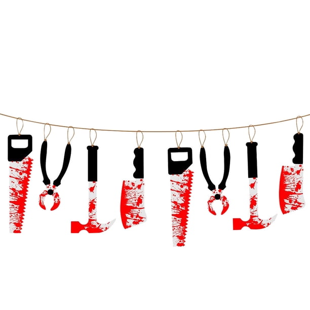 Decoración para Halloween Banner de guirnalda sangrienta - Suministros de decoración para fiestas sangrientas de miedo de Halloween(Buy 2 save 10%)