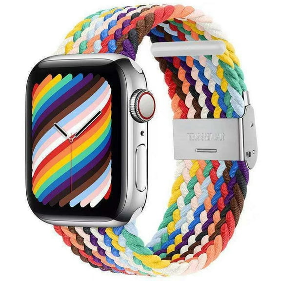 Compatible with Apple Watch Bands 42mm 44mm 45mm, Stretchable Braided Solo Loop Elastics Women Men Replacement Sport Wristband ， with Stainless steel Buckles