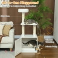thumbnail image 6 of PawHut Cat Tree with Litter Box Enclosure for Indoor Cats with Scratching Posts, Bed, Climbing Platforms, Modern Style Pet Furniture, White, 6 of 9