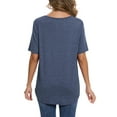 thumbnail image 4 of Women Summer Button Up Front Tops Shirts Casual Loose Pullover T-shirt Round Neck Pleated Tunic Blouses for Ladies Comfy Plain Tee, 4 of 9