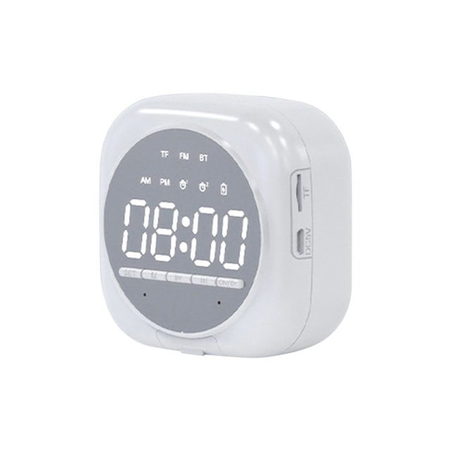 Reloj despertador Digital con espejo LED, reloj despertador de mesa con pantalla grande, altavoz inalámbrico, Subwoofer, reproductor de música, compatible con Bluetooth