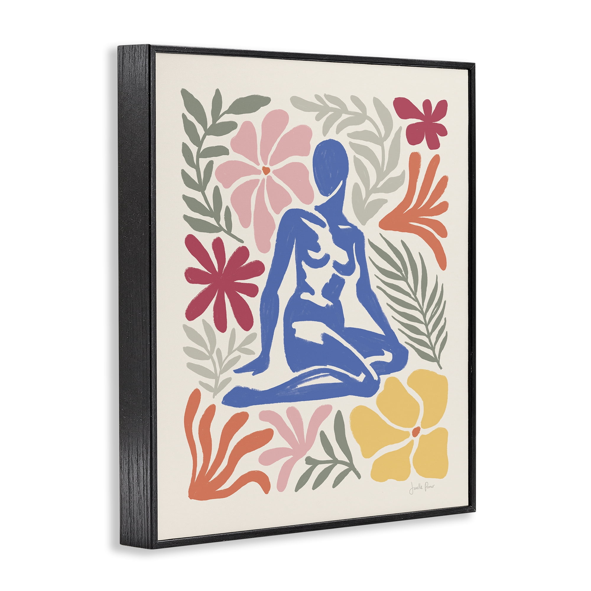 Stupell Industries Abstract Garden & Woman Novelty Painting Black Framed Art Print Wall Art, 16 x 20