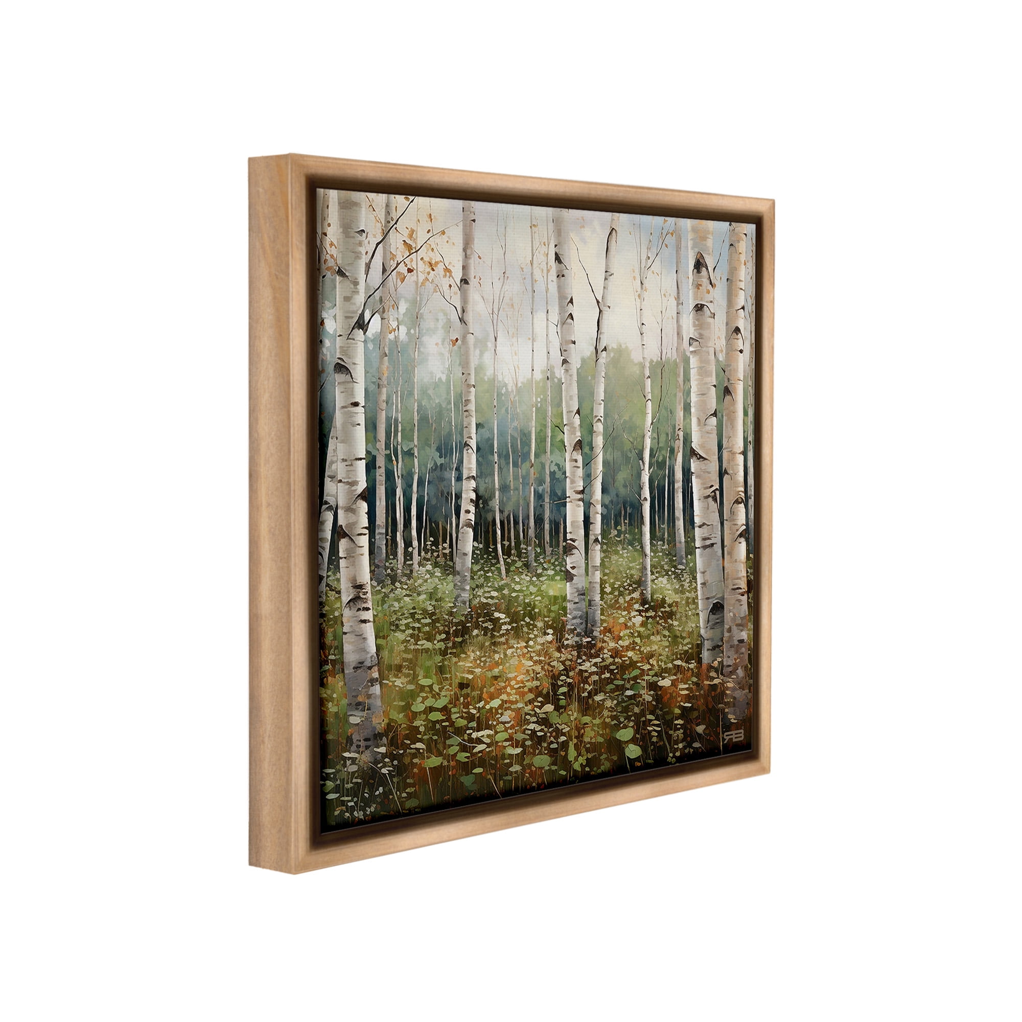 Stupell Industries Birch Forest Vegetation Landscape Painting Brown Floater Framed Canvas Art Print Wall Art, 25 x 25