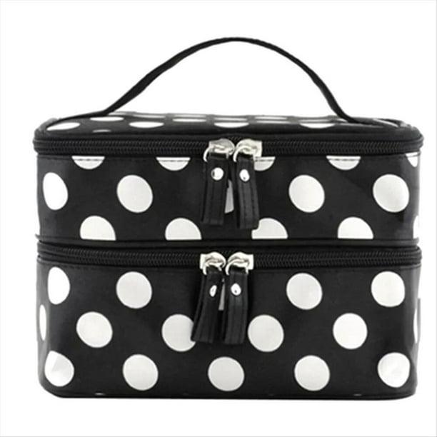 Bolsa de Cosméticos de Gran Capacidad con Cremallera de Doble Capa, Bolsas de Maquillaje para Mujer, Organizador Portátil de Artículos de Tocador de Viaje