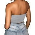 thumbnail image 4 of USSUMA T-Shirts for Women Trendy Tube Crop Top Basic Women's Shirts and Blouses Sleeveless Women Tops Dressy Casual Summer Cropped Strapless Bandeau Tank Off Shoulder Plus Tunics Beach, 4 of 6