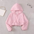 thumbnail image 4 of enyan Girls Zip Up Cropped Windbreaker Jacket Hooded Cargo Lightweight Outerwear(Pink,8-9 Years), 4 of 6