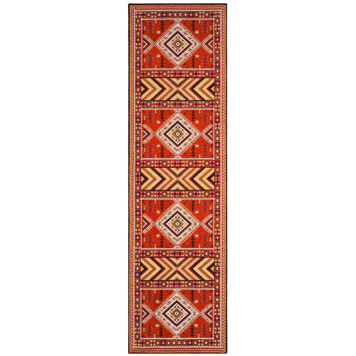 thumbnail image 5 of SAFAVIEH Classic Vintage Clarette Chevron Bordered Runner Rug, Orange/Gold, 2'3" x 8', 5 of 9