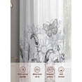thumbnail image 6 of Minimalism Flower Sheer Curtains 108 inches Long 2 Panels Set Line Drawing Simple Plants Black Grey Tiers Sheers Rod Pocket Small Window Short Curtains for Kitchen Cafe, Each 52" W x 108" L, 6 of 7