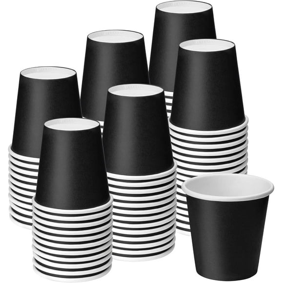 YQHWQ 100 Pack 3 oz Disposable Paper Cups, Black Paper Coffee Cups, Bathroom Cups, Disposable Mouthwash Cups, Small Paper Cups for Bathroom Travel Picnics