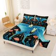thumbnail image 2 of jejeloiu Mystical Moth Bed Sheets For Girls,Moon Print Full Size Sheets,Black Teal Pink,4-Piece,1 Flat Sheet, 1 Fitted Sheet and 2 Pillowcases, 2 of 6