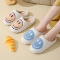 thumbnail image 4 of Lindas pantuflas de algodón con cara sonriente para otoño e invierno, pantuflas de felpa antideslizantes para interiores y exteriores para mujer, para otoño e invierno, 4 of 6