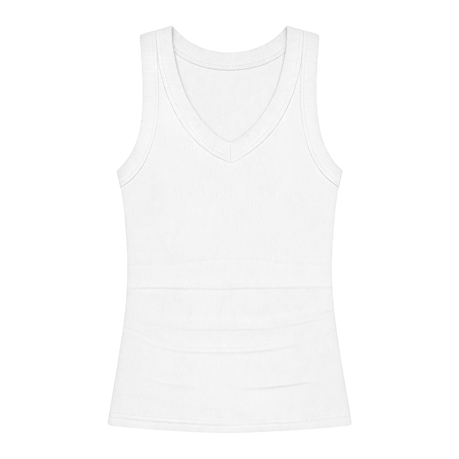 Agkizg Big Girls V-Neck Tank Tops, Ribbed Sleeveless Active Summer Shirts for Tween Girls Breathable Solid Color Workout Top, Sizes 5-15 Years