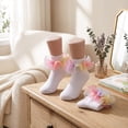 thumbnail image 6 of Big Ruffle Socks Double Lace Turn Cuff Girls Lace Princess Dance Socks with Ruffle Trim Breathable Cotton Frilly Cute Bobby Dress Sock for Kids, 6 of 6