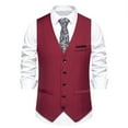thumbnail image 1 of EGNMCR Tank Tops Men Men Solid Fashion Retro Have Pockets Button V-neck Tanks Tops Blouse, 1 of 9